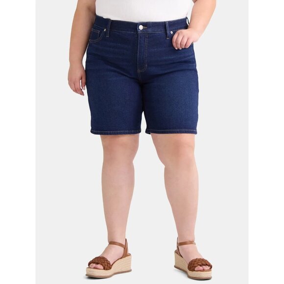 Terra & Sky Women's Plus Size Bermuda Shorts, 9" Inseam, Size 26W, Relaxed Fit - Picture 1 of 5